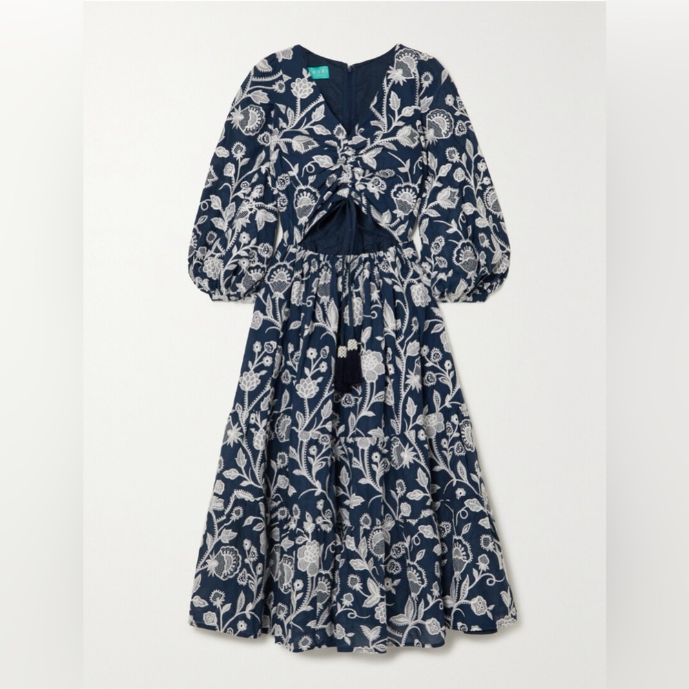 WAIMARI Emanuelle cutout embroidered cotton midi dress
